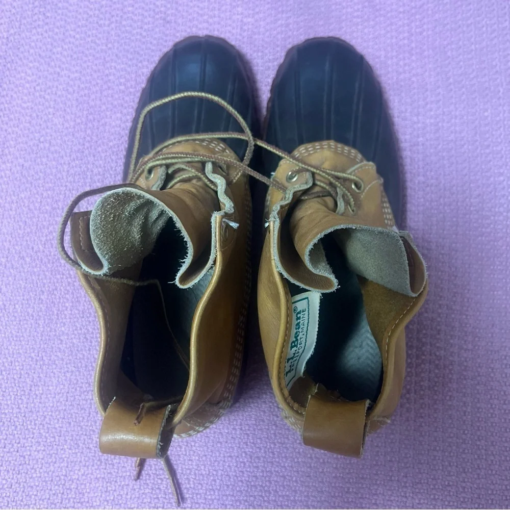Vintage LL Bean Maine Hunting Shoe Unlined Brown Leather men’s 8